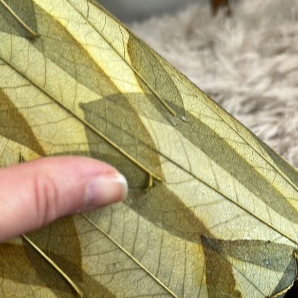 Green Guyabano & Cocoa Leaf Small Oval Accent Table Lamp Natural Boho - Picture 10 of 17